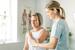woman in physical therapy after an injury