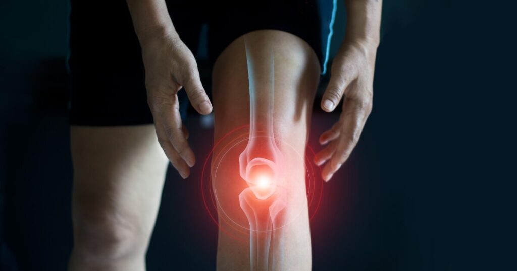 closeup image of young adult male knees