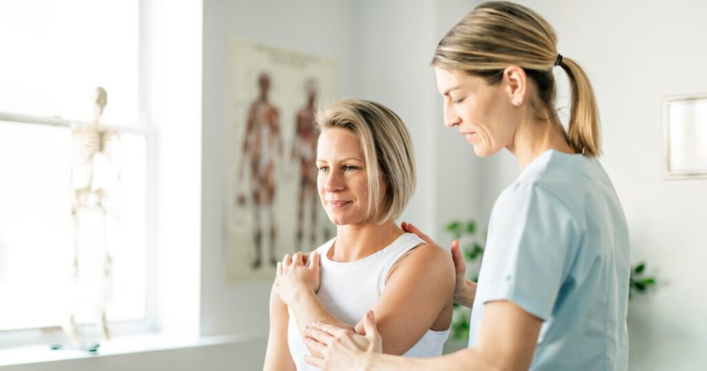 woman in physical therapy after an injury