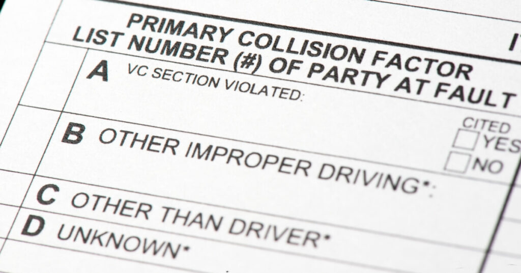 close up of text on a police report