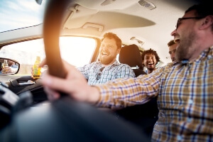 rowdy passengers distracting the driver