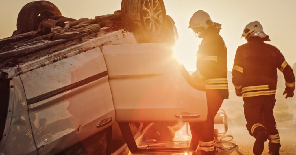 stock image of a vehicle rolled over after a crash