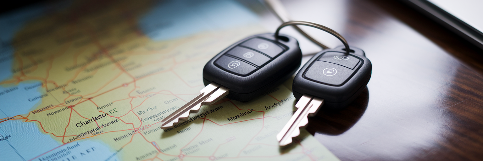 Rental and personal car keys on charleston map.