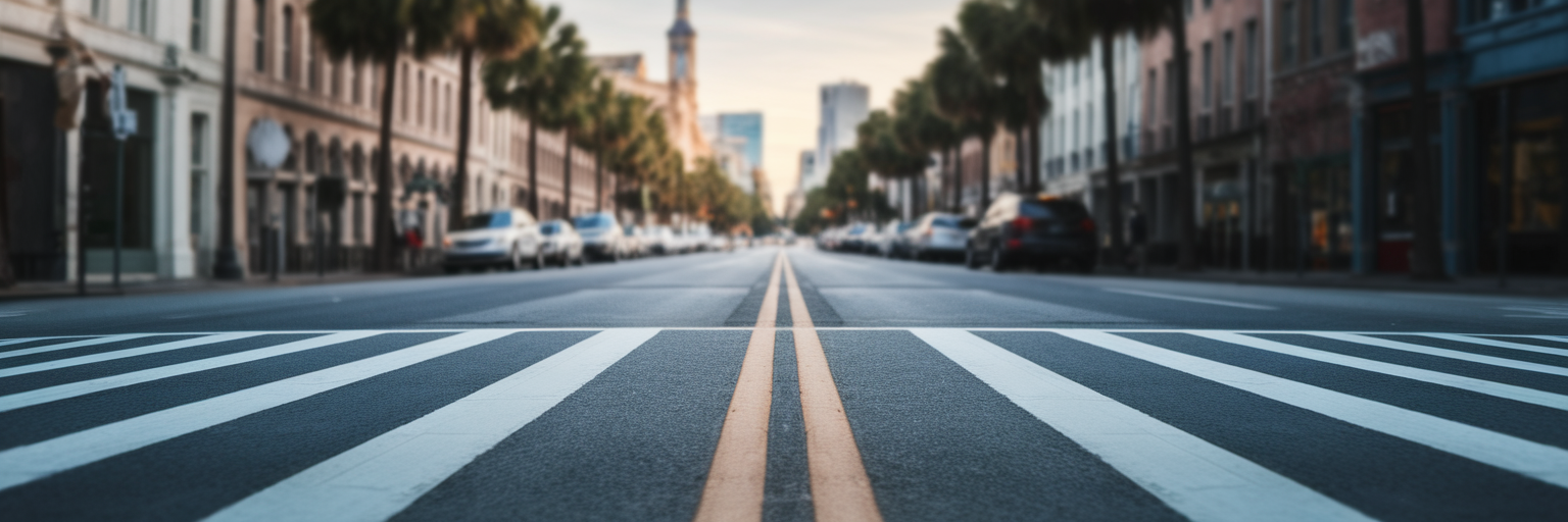 Pedestrian crosswalk on historic king street charleston.