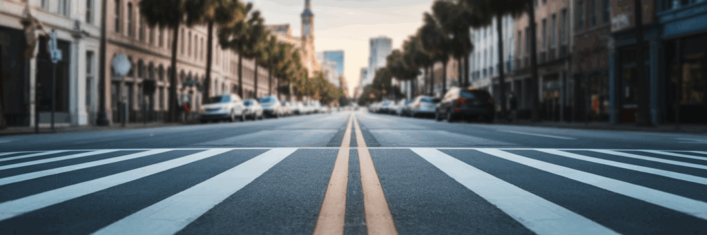 Pedestrian crosswalk on historic King Street Charleston.
