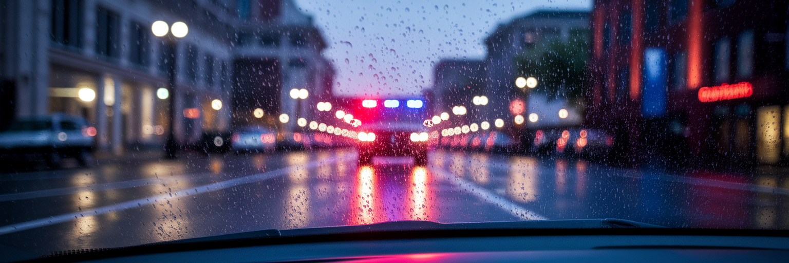 View through car windshield after columbia accident.