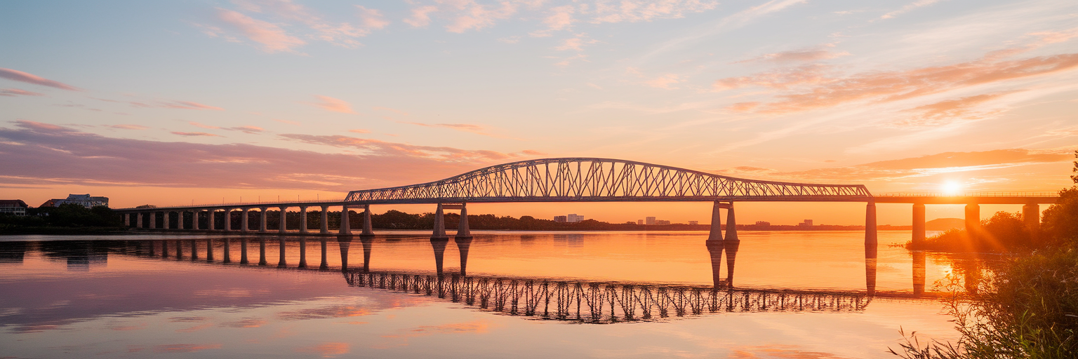 Sunrise over ravenel bridge charleston.