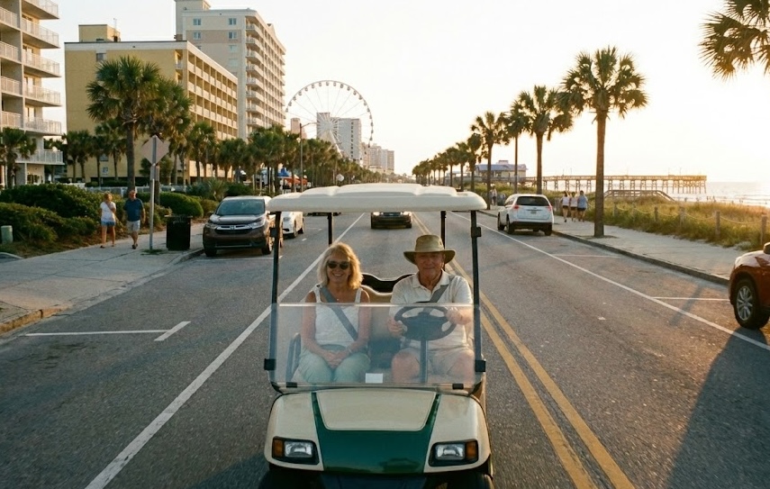What are myrtle beach's local ordinances for driving a golf cart on streets?
