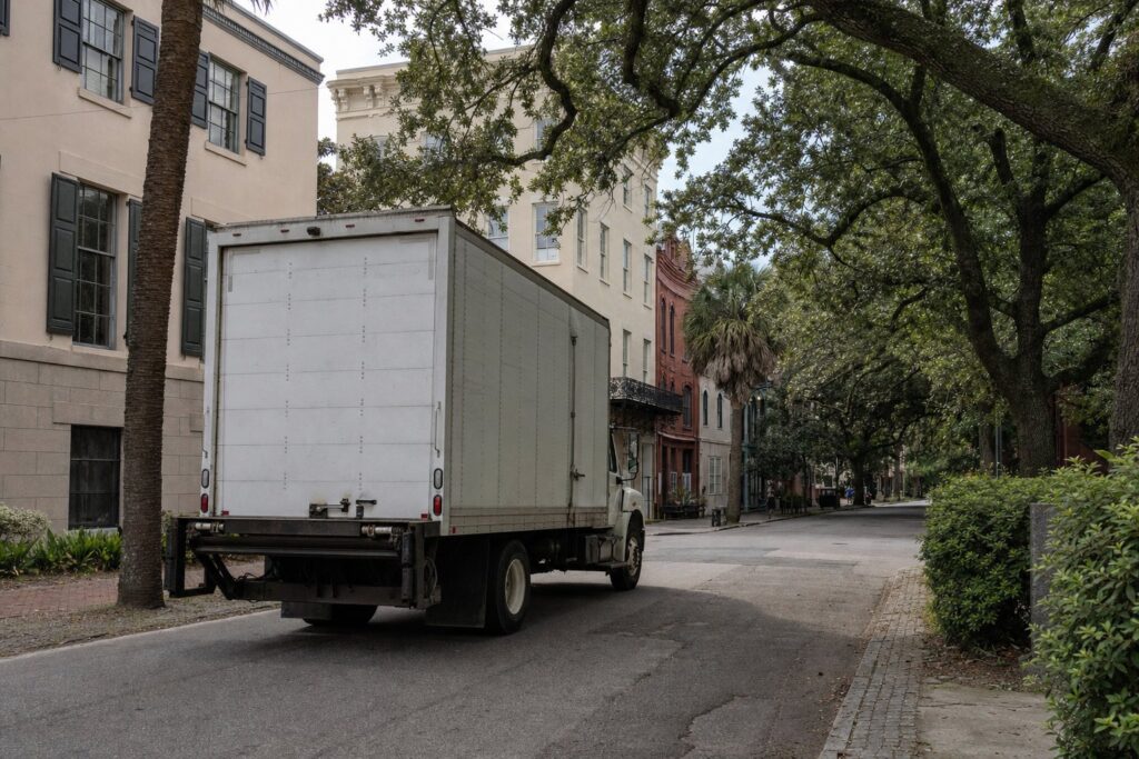 Bay Street Truck Traffic in Savannah's Historic District