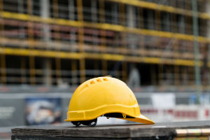 construction helmet at work site