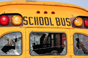 damaged school bus